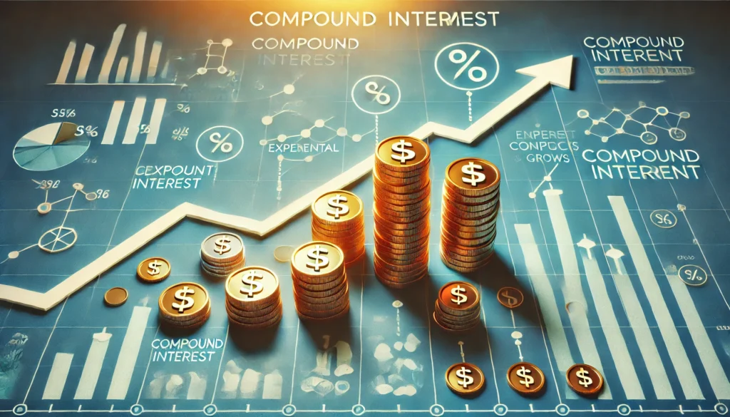 Compound interest, long-term investment, money tree